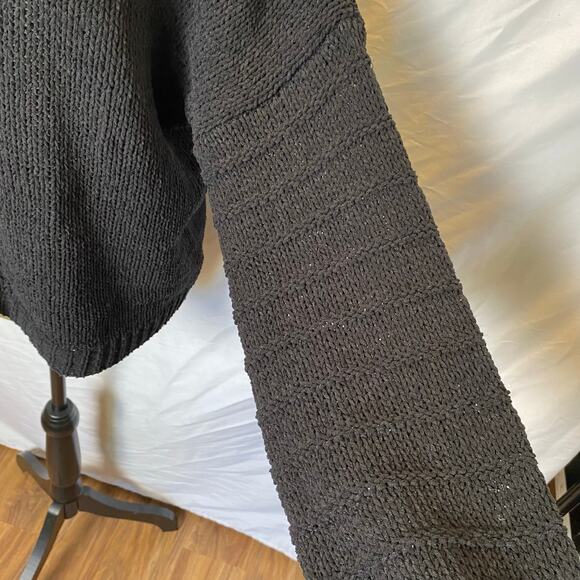 wonderly Women's Knit Cowl Neck Sweater Medium Black Soft Chenille Pullover - Picture 4 of 12